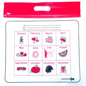 Red Handle Months ZIPAFILE Look and Learn Bag